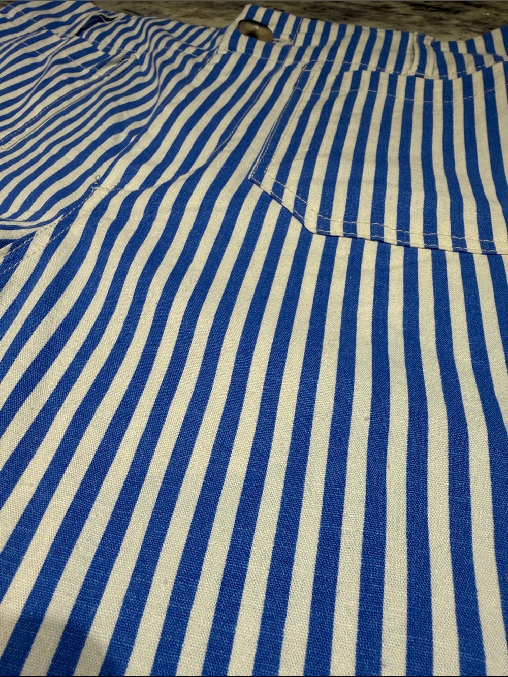 Anthropologie Maeve Colette  Blue and White Striped Cropped Wide-Leg Pants - Picture 3 of 8